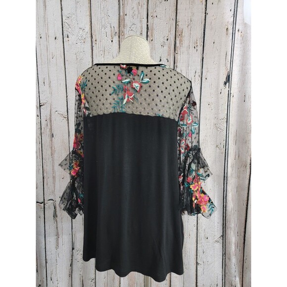 ALK‎ Women's Small Suzanne Betro Embroidered Lace Sleeve Floral Blouse Shirt Top - Picture 5 of 9